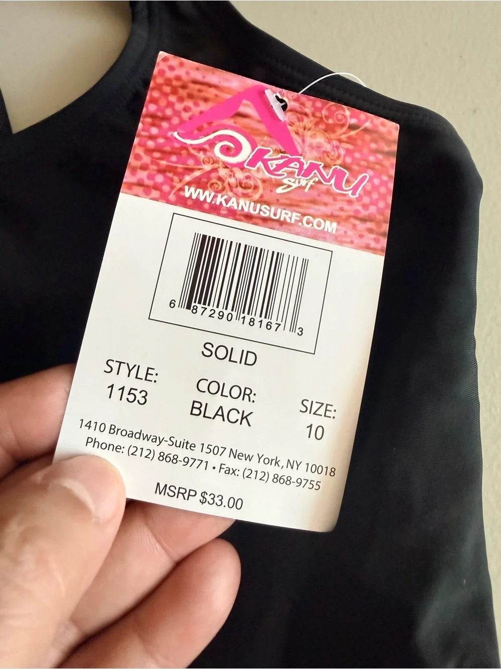 Kanu Surf Black Girls' Crisscross Back One-Piece Swimsuit. Size 10
